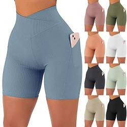 Hsternexy Damen Gym Shorts Radlerhose Damen Kurze Stretch High Waist Sporthose Shorts Weiß Sport Scrunch Leggings Hose Push up Yoga Bauchweg Unterhose Fitness Schwarz Sommer Hotpants Boxershorts von Hsternexy