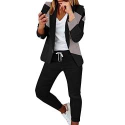 Hsternexy Damen Hosenanzug Elegant 2 Teilig Zweiteilig Hosenanzug Anzughose 2 Teiler Business Große Größen Anzug Blazer Blau Lang Hochzeit Hosenanzüge Hosen von Hsternexy