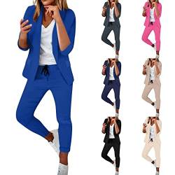 Hsternexy Hosenanzüge Für Damen Business Modern Elegant Blazer Anzug Set Einfarbig Streetwear Zweiteilig Hosenanzug Anzughose Revers Slim Fit Sportlich Büro Outfit Anzugjacke Sommer Freizeitanzug von Hsternexy