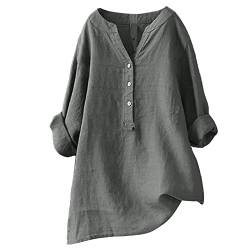 Hsternexy Musselin Bluse Damen, Leinenbluse Damen Sommer Langarm Große Größen Hemdbluse Blusenkleid Leinen Elegant Weiß Longbluse Blusenshirt Bügelfrei Schwarz Mittelalter Tuniken Damenblusen von Hsternexy