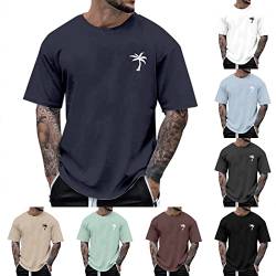 Hsternexy Tshirt Herren Gym Shirt Herren mit Motiv Palm Tree Los Angeles T Shirt Oversize Kurzarm Rundhals T-Shirts Trainingsshirt Lustig Sport Slim Fit Shirt Tshirt von Hsternexy