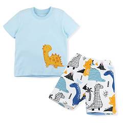 Hstyle Kurzer Schlafanzug Jungen Dinosaurier Nachtwäsche Kurzarm Pyjamas Outfit Baumwolle Sommer 2-8 Jahre von Hstyle
