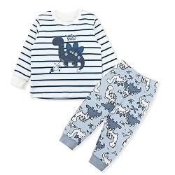 Hstyle Schlafanzug Jungen Pyjama Zweiteiliger Dinosaurier Schlafanzüge Kinder Baumwolle Nachtwäsche für Baby-Jungen 2-8 Jahre von Hstyle