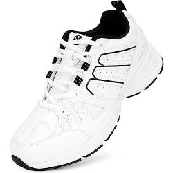 Hsyooes Herren Sneaker Damen Sportschuhe Laufschuhe rutschfest Joggingschuhe Fitness Schuhe,2428Weiß-schwarz,46 EU von Hsyooes