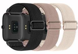 Huadea 3 Stück dehnbares Nylonband, kompatibel mit SKG Smartwatch-Armbändern für Damen und Herren, Schnellverschluss, weiches elastisches Armband, Ersatzarmbänder für SKG-V7 Smart Watch von Huadea