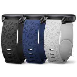 Huadea 3 x Leopardengravur-Uhrenarmbänder, kompatibel mit Garmin Vivoactive 4/Venu 2/Venu 3, 22 mm, Geparden-Silikonarmband, Ersatz für Garmin Forerunner 965/955/945/265/255/255 Music von Huadea