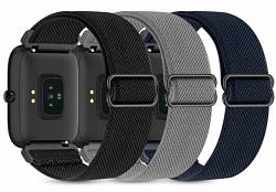 Huadea Dehnbares Nylonband, kompatibel mit SKG Smartwatch-Armbändern für Damen und Herren, Schnellverschluss, weiches elastisches Armband, Ersatzarmbänder für SKG-V7/SKG V7 Pro Smartwatch, 3 Stück von Huadea
