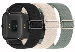 Huadea Dehnbares Nylonband, kompatibel mit SKG Smartwatch-Armbändern für Damen und Herren, Schnellverschluss, weiches elastisches Armband, Ersatzarmbänder für SKG-V7/SKG V7 Pro Smartwatch, 3 Stück von Huadea