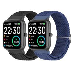 Huadea Geflochtenes Uhrenarmband, kompatibel mit SKG V7/SKG V7 Pro Smartwatch-Armbändern, verstellbares, bequemes Ersatzband, gewebte Nylonbänder für Damen und Herren, 2 Stück von Huadea