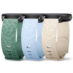 Huadea Silikon-Uhrenarmbänder, 18 mm, Geparden-Leoparden-Gravur, kompatibel mit Garmin Venu 2S/Venu 3S/Vivoactive 4S/Vivomove 3S/Forerunner 255S/Forerunner 265S, für Damen und Herren, 3 Stück von Huadea