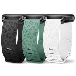 Huadea Silikon-Uhrenarmbänder, 18 mm, Geparden-Leoparden-Gravur, kompatibel mit Garmin Venu 2S/Venu 3S/Vivoactive 4S/Vivomove 3S/Forerunner 255S/Forerunner 265S, für Damen und Herren, 3 Stück von Huadea