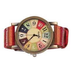 Böhmische Uhr, Hippie-Uhr Im Boho-Stil, Mehrfarbiges Messing für Partys (Rot) von Huairdum