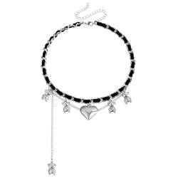 Huairdum Halskette mit Bären-Herz-Anhänger, Legierung, Leicht, Niedliche Halskette für Party, für Frauen für den Alltag (Freie Größe) von Huairdum