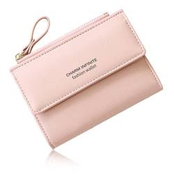 Huakaile Bifold Leder RFID Blocking Wallet for Women Mini Ladies Purse with Coin Pocket, with Zipper Buckle, Credit Card Holder Coin Purse PU Small Short Wallet, rose, 4.9''*3.5''*1'', Modern von Huakaile