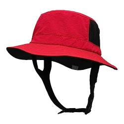 Huakunda Sonnenhut Herren UPF 50+UV Schutz Anglerhut mit Kinnband Faltbar Safarihut Breite Krempe Buschhut für Draussen Reisen (Rot) von Huakunda