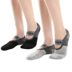 Hually Yoga Socken, 2 Paare Yoga Pilates Socken für Damen,Rutschfeste Socken Sport für Yoga, Barre, Pilates, Tanz, Barfuß, Trampolin, Zuhause(Größe 35-42) von Hually