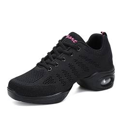 Damen Jazz-Schuhe Sneaker Frauen Modern Tanzschuhe Schnüren Mode Trainer Atmungsaktive Ballroom Sport Draußen Tanzschuhe von Hualualua