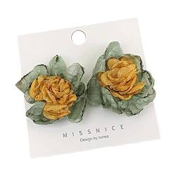 Huaqgu Große Stoffblumen-Ohrstecker,elegante,kontrastierende Blumen-Ohrringe,Boho-Temperament-Schmuck für Urlaub,Hochzeit von Huaqgu