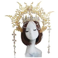 Perlenkette Gothic Stirnband Luxus Accessoires Geprägte Hohle Kopfbedeckungsmaterialien Stirnband von Huaqgu