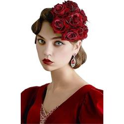 Simulation Rose Stirnband Für Frauen Fascinator Braut Hochzeit Party Kopfschmuck Vintage Floral Haarnadel Einzigartige von Huaqgu