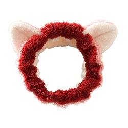 Tricolor Süßes 3D Ohren Stirnband Süße Bonbonfarbe Make Up Plüsch Haarband Damen Elastisch Für Yoga Dusche Bandana Foto Requisiten. Tricolor 3D Ohren Stirnband von Huaqgu