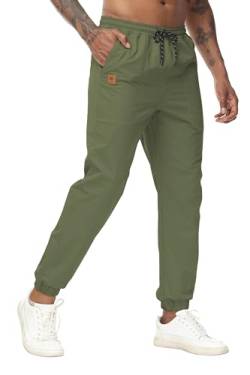 Huayuzh Cargohose Herren Baggy Cargo Hose Jogginghose Freizeithose Outdoorhose Elastische Taille mit Kordelzug Taschen Military Green 2XL von Huayuzh