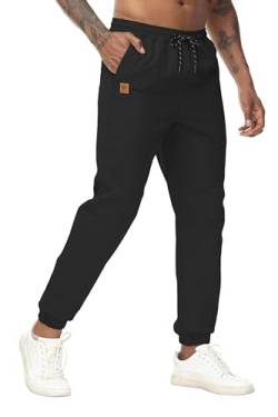 Huayuzh Cargohose Herren Baggy Cargo Hose Jogginghose Freizeithose Outdoorhose Elastische Taille mit Kordelzug Taschen Schwarz M von Huayuzh