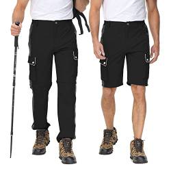 Huayuzh Herren Wanderhose Zip Off Trekkinghose Schnell Trockend Atmungsaktiv Wasserdicht Leicht Sommer Outdoorhose Softshellhose Schwarz 34 von Huayuzh