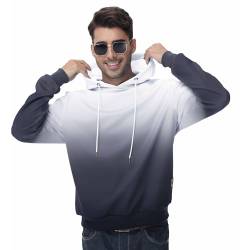 Huayuzh Hoodie Herren Kapuzenpullover Gradient Casual Basic Langarm Freizeit Pullover Sweatshirt mit Kapuze Kordelzug Verlaufsfarbe Grau XXL von Huayuzh