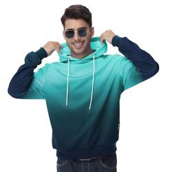 Huayuzh Hoodie Herren Kapuzenpullover Gradient Casual Basic Langarm Freizeit Pullover Sweatshirt mit Kapuze Kordelzug Verlaufsfarbe Mittelgrau Blau XXXL von Huayuzh