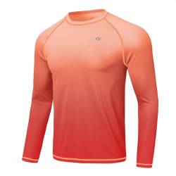 Huayuzh Rashguard Herren Schwimmen Langarmshirt Schwimm Tshirt Atmungsaktiv Schnelltrocknend Surfen Angeln Wandern Top Verlaufsfarbe Orange L von Huayuzh