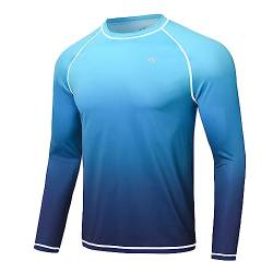 Huayuzh Rashguard Herren Schwimmen Langarmshirt Schwimm Tshirt Schnelltrocknend Atmungsaktiv Surfen Angeln Wandern Top Verlaufsfarbe Blau L von Huayuzh