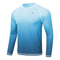 Huayuzh Rashguard Herren Schwimmen Langarmshirt Schwimm Tshirt Schnelltrocknend Atmungsaktiv Surfen Angeln Wandern Top Verlaufsfarbe Graublau XXXL von Huayuzh