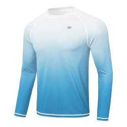 Huayuzh Rashguard UV Shirt Herren Langarmshirt Schwimm Tshirt Schnelltrocknend Atmungsaktiv Surfen Angeln Wandern Top Verlaufsfarbe Himmelblau 3XL von Huayuzh