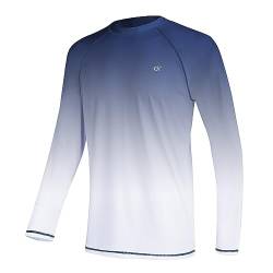 Huayuzh Rashguard UV Shirt Herren Langarmshirt Schwimm Tshirt Schnelltrocknend Atmungsaktiv Surfen Angeln Wandern Top Verlaufsfarbe Marineblau L von Huayuzh