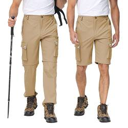 Huayuzh Wanderhose Herren Zip Off Trekkinghose Wasserdicht Schnelltrocknend Outdoorhose Abnehmbar Outdoor Shorts Sommer Khaki 3XL von Huayuzh