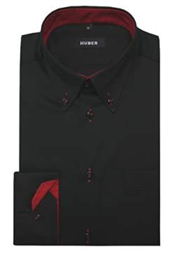 Huber Button-down-Hemd schwarz-rot M von Huber Hemden