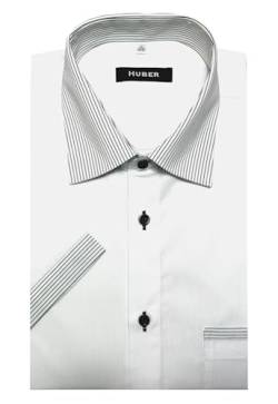 Huber Hemden Kurzarm Button-down Weiss mit Kontrast 3XL von Huber Hemden