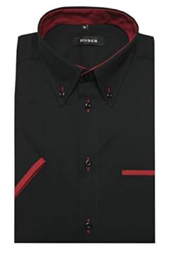 Huber Kurzarm Button-Down schwarz-rot 4XL von Huber Hemden