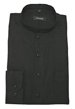 Huber Leinen-Schlupfhemd mit Stehkragen schwarz 3XL von Huber Hemden