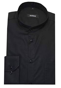 Huber Stehkragenhemd 100% Baumwolle schwarz 3XL von Huber Hemden