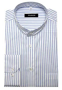 Huber Stehkragenhemd Streifen blau-weiß XXL von Huber Hemden