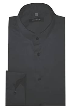 Huber Stehkragenhemd grau mit Kontrast L von Huber Hemden