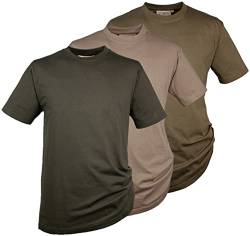 Hubertus® T-Shirts im 3er-Pack Schilf/Oliv/beige Jagdshirts einfarbig robust Dreierpack-Shirts S bis 8XL! (4XL (60)) von Hubertus