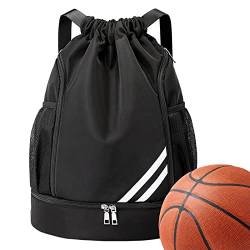 Hudhowks Mode Sport Rucksäcke,sportrucksack mit schuhfach Große Kapazität Kordelzug Turnbeutel Sporttasche mit wasserdichter Beschichtung, seitlichen Netztaschen für Basketball, Sportbekleidung von Hudhowks