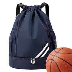 Hudhowks Mode Sport Rucksäcke,sportrucksack mit schuhfach Große Kapazität Kordelzug Turnbeutel Sporttasche mit wasserdichter Beschichtung, seitlichen Netztaschen für Basketball, Sportbekleidung von Hudhowks