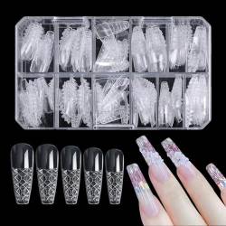 Hudhowks Nagelspitze für die Maniküre, Nagelspitzen mit vollständiger Abdeckung, 120 Stück künstliche Nägel mit vollständiger Abdeckung in 3D, Salon Home Nail Art DIY Künstliche Nägel für Reisen, von Hudhowks