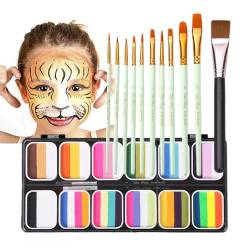 Hudhowks Schminkset für Kinder, Schminkpalette - 12 Farben Gesichts- und Körperbemalungsset,Regenbogen-Gesichtsfarben-Make-up-Set für Jungen, Mädchen und Frauen von Hudhowks