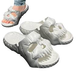 Pantoletten Damen | Slides Schuhe Totenkopf Design | Unisex-Hausschuhe für Damen und Herren für drinnen und draußen, rutschfeste EVA-dicke Sohle Hudhowks von Hudhowks