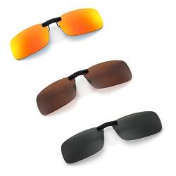 3 Stück Polarisierte Gläser Sonnenbrille Clip, Sonnenbrille zum Anklipsen, Sonnenbrille Nachtfahrbrille Clip, Myopie Sonnenbrille Polarisierte Clip, Polarisiert Clip Auf Sonnenbrillen, für Im Freien von Hudiepan